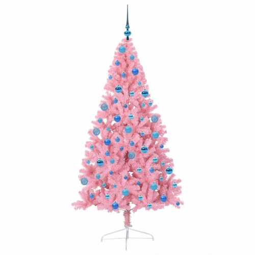 Mākslīgais Led Ziemassvētku Eglīte Su 300 Led Rozā 180 Cm Pvc Vidaxl