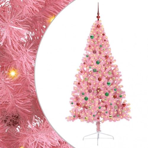 Mākslīgais Led Ziemassvētku Eglīte Su 300 Led Rozā 180 Cm Pvc Vidaxl
