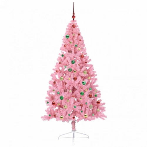 Mākslīgais Led Ziemassvētku Eglīte Su 300 Led Rozā 180 Cm Pvc Vidaxl