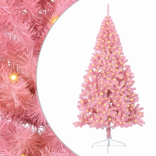 Mākslīgais Led Ziemassvētku Eglīte Su 300 Led Rozā 210 Cm Pvc Vidaxl