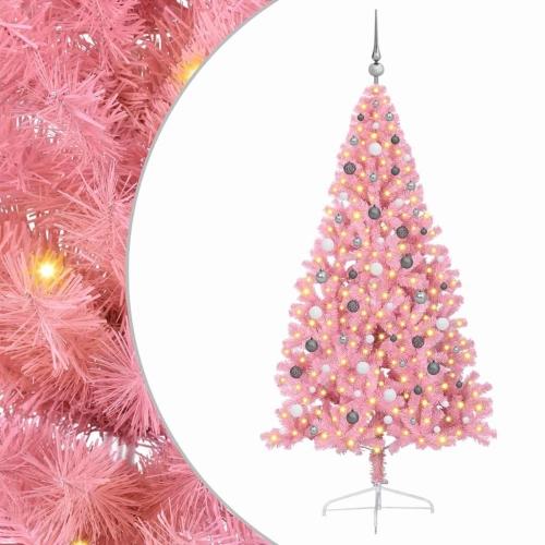 Mākslīgais Led Ziemassvētku Eglīte Su 300 Led Rozā 210 Cm Pvc Vidaxl