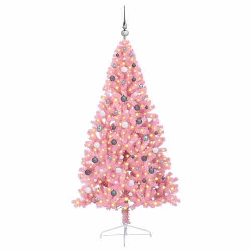 Mākslīgais Led Ziemassvētku Eglīte Su 300 Led Rozā 210 Cm Pvc Vidaxl