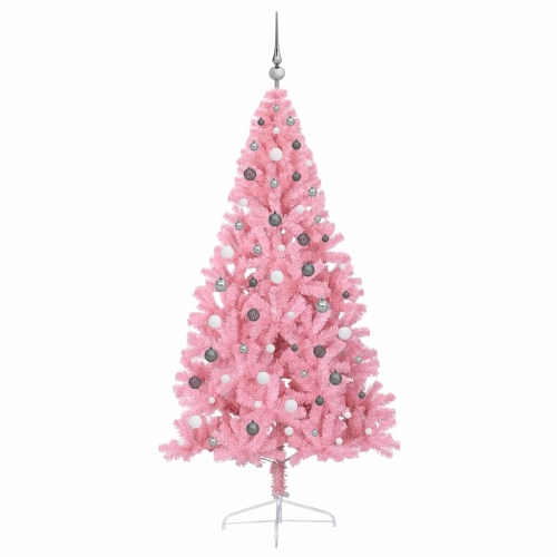 Mākslīgais Led Ziemassvētku Eglīte Su 300 Led Rozā 210 Cm Pvc Vidaxl