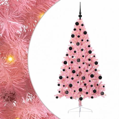 Mākslīgais Led Ziemassvētku Eglīte Su 300 Led Rozā 210 Cm Pvc Vidaxl