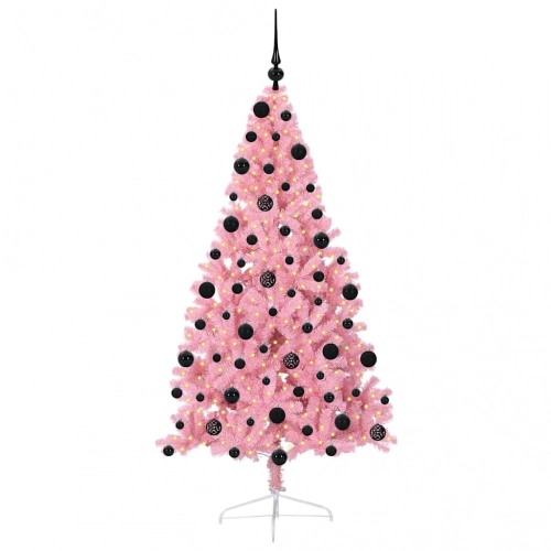 Mākslīgais Led Ziemassvētku Eglīte Su 300 Led Rozā 210 Cm Pvc Vidaxl