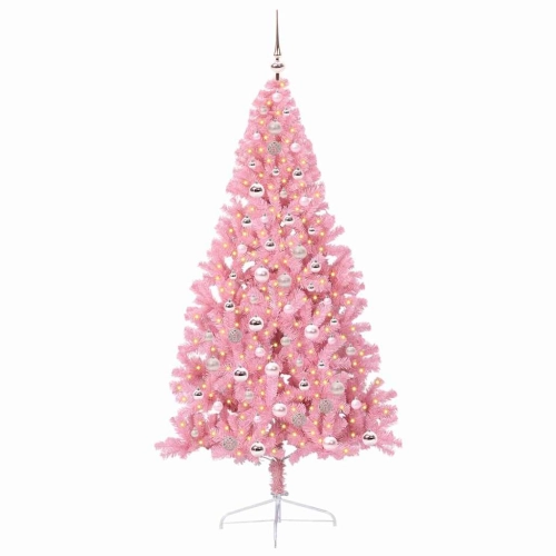 Mākslīgais Led Ziemassvētku Eglīte Su 300 Led Rozā 210 Cm Pvc Vidaxl