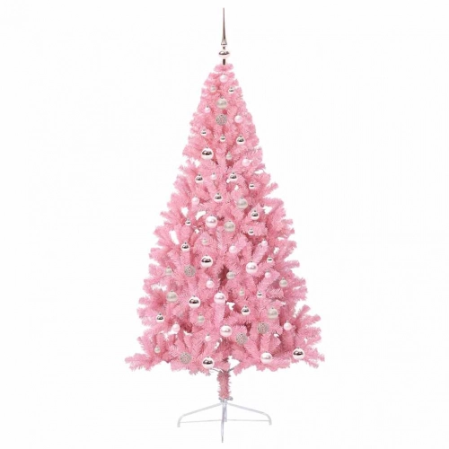 Mākslīgais Led Ziemassvētku Eglīte Su 300 Led Rozā 210 Cm Pvc Vidaxl