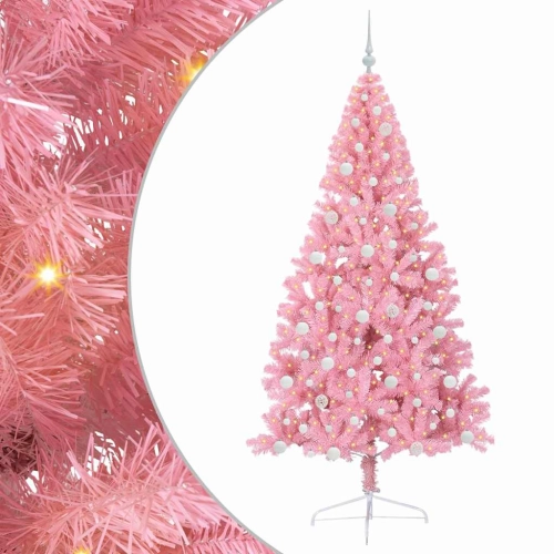 Mākslīgais Led Ziemassvētku Eglīte Su 300 Led Rozā 210 Cm Pvc Vidaxl