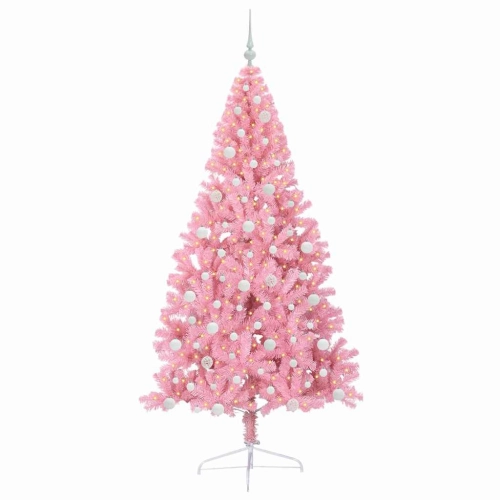 Mākslīgais Led Ziemassvētku Eglīte Su 300 Led Rozā 210 Cm Pvc Vidaxl