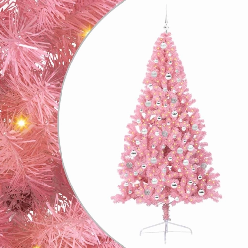 Mākslīgais Led Ziemassvētku Eglīte Su 300 Led Rozā 210 Cm Pvc Vidaxl
