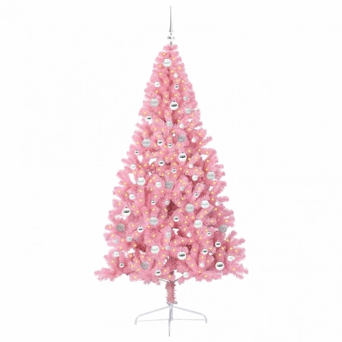 Mākslīgais Led Ziemassvētku Eglīte Su 300 Led Rozā 210 Cm Pvc Vidaxl