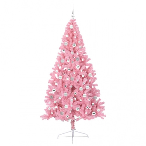 Mākslīgais Led Ziemassvētku Eglīte Su 300 Led Rozā 210 Cm Pvc Vidaxl