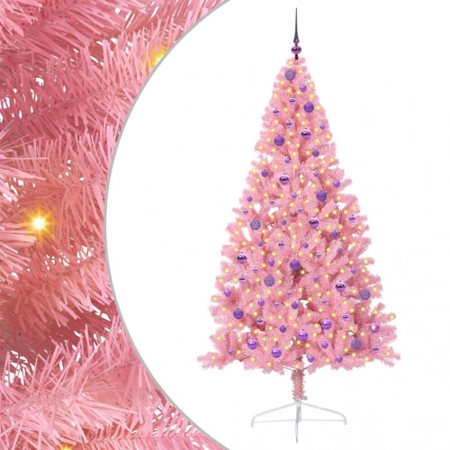 Mākslīgais Led Ziemassvētku Eglīte Su 300 Led Rozā 210 Cm Pvc Vidaxl