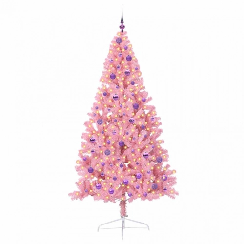 Mākslīgais Led Ziemassvētku Eglīte Su 300 Led Rozā 210 Cm Pvc Vidaxl
