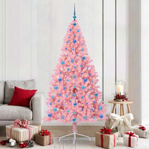 Mākslīgais Led Ziemassvētku Eglīte Su 300 Led Rozā 210 Cm Pvc Vidaxl