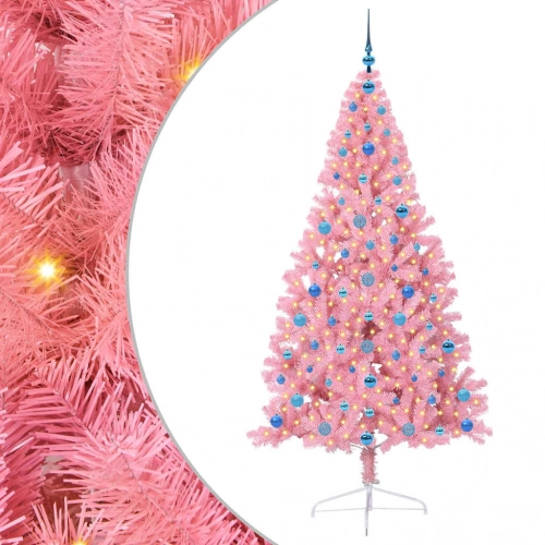 Mākslīgais Led Ziemassvētku Eglīte Su 300 Led Rozā 210 Cm Pvc Vidaxl