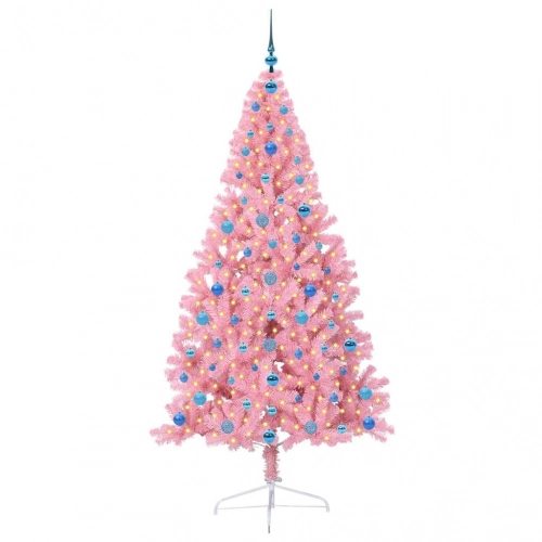 Mākslīgais Led Ziemassvētku Eglīte Su 300 Led Rozā 210 Cm Pvc Vidaxl