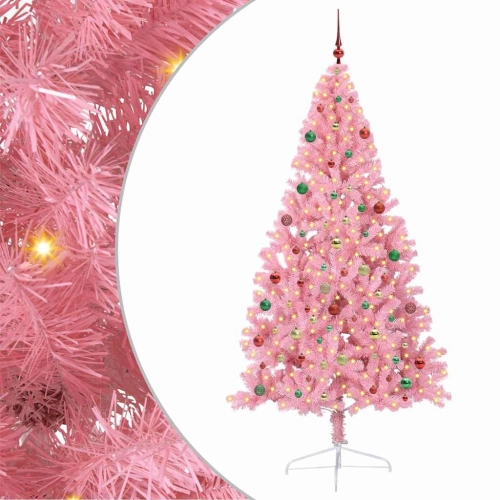 Mākslīgais Led Ziemassvētku Eglīte Su 300 Led Rozā 210 Cm Pvc Vidaxl