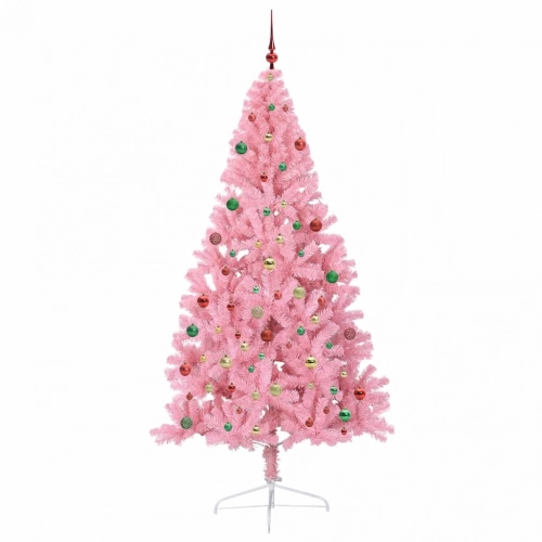 Mākslīgais Led Ziemassvētku Eglīte Su 300 Led Rozā 210 Cm Pvc Vidaxl