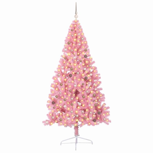 Mākslīgais Led Ziemassvētku Eglīte Su 300 Led Rozā 240 Cm Pvc Vidaxl