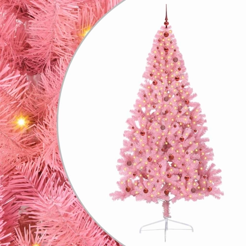 Mākslīgais Led Ziemassvētku Eglīte Su 300 Led Rozā 240 Cm Pvc Vidaxl