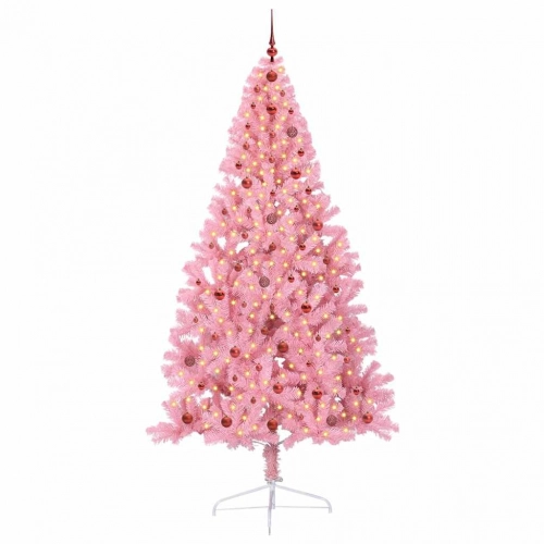 Mākslīgais Led Ziemassvētku Eglīte Su 300 Led Rozā 240 Cm Pvc Vidaxl