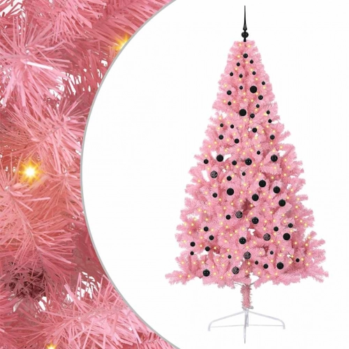 Mākslīgais Led Ziemassvētku Eglīte Su 300 Led Rozā 240 Cm Pvc Vidaxl