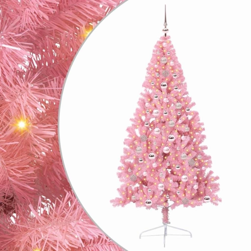 Mākslīgais Led Ziemassvētku Eglīte Su 300 Led Rozā 240 Cm Pvc Vidaxl