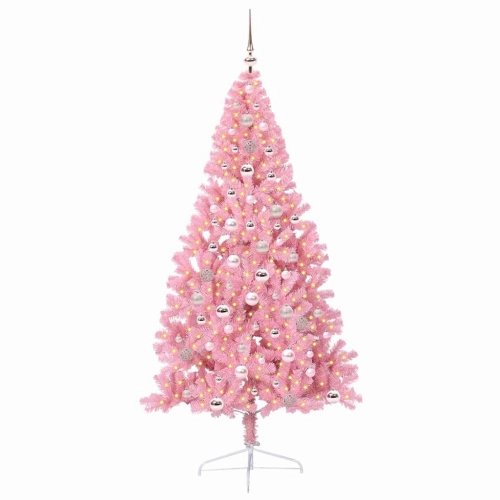 Mākslīgais Led Ziemassvētku Eglīte Su 300 Led Rozā 240 Cm Pvc Vidaxl