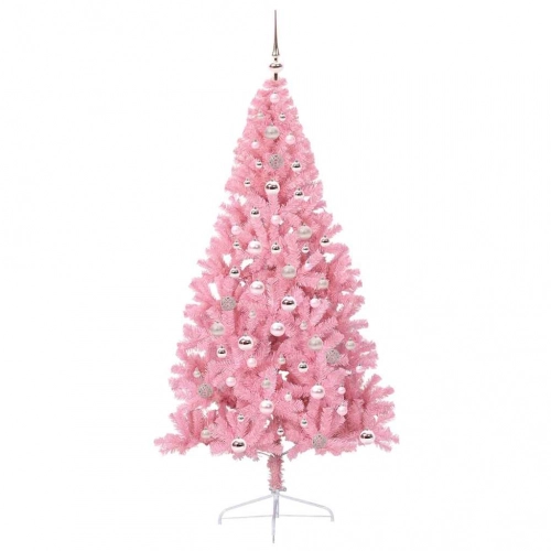 Mākslīgais Led Ziemassvētku Eglīte Su 300 Led Rozā 240 Cm Pvc Vidaxl