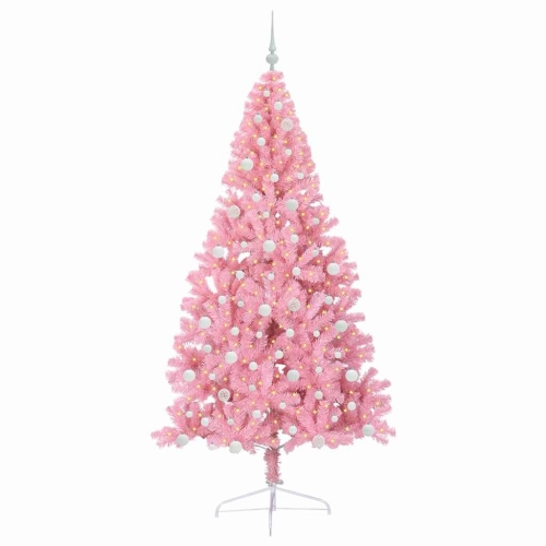 Mākslīgais Led Ziemassvētku Eglīte Su 300 Led Rozā 240 Cm Pvc Vidaxl