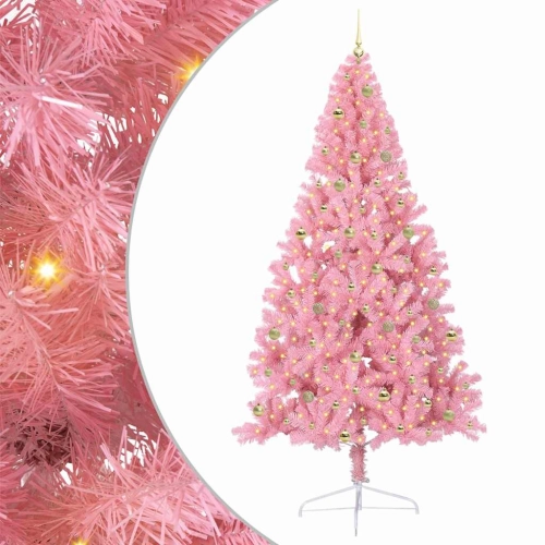 Mākslīgais Led Ziemassvētku Eglīte Su 300 Led Rozā 240 Cm Pvc Vidaxl