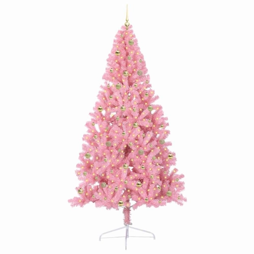 Mākslīgais Led Ziemassvētku Eglīte Su 300 Led Rozā 240 Cm Pvc Vidaxl