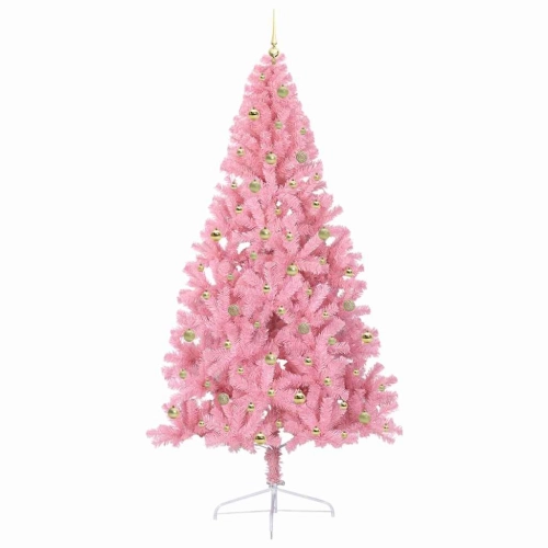 Mākslīgais Led Ziemassvētku Eglīte Su 300 Led Rozā 240 Cm Pvc Vidaxl