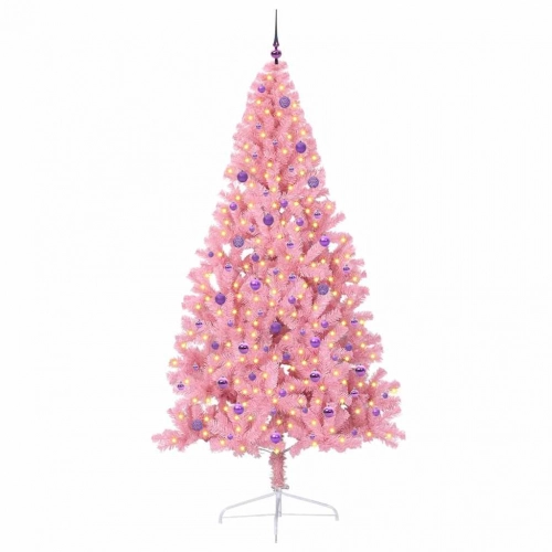 Mākslīgais Led Ziemassvētku Eglīte Su 300 Led Rozā 240 Cm Pvc Vidaxl