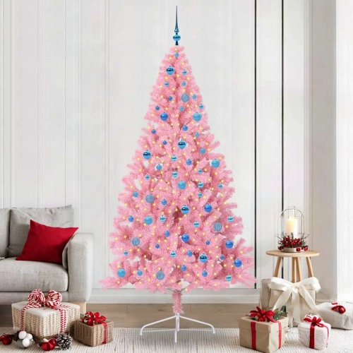 Mākslīgais Led Ziemassvētku Eglīte Su 300 Led Rozā 240 Cm Pvc Vidaxl