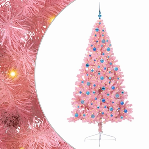 Mākslīgais Led Ziemassvētku Eglīte Su 300 Led Rozā 240 Cm Pvc Vidaxl