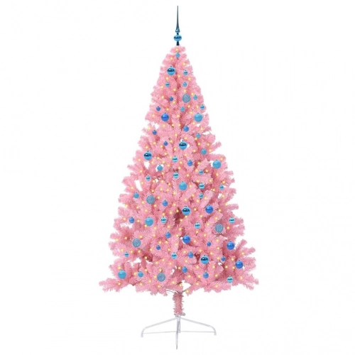 Mākslīgais Led Ziemassvētku Eglīte Su 300 Led Rozā 240 Cm Pvc Vidaxl