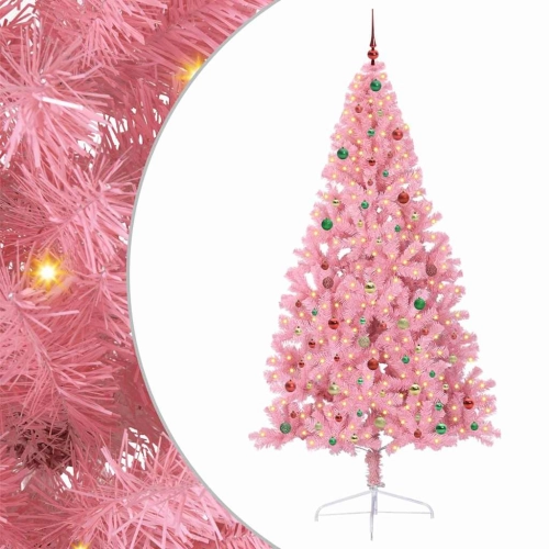 Mākslīgais Led Ziemassvētku Eglīte Su 300 Led Rozā 240 Cm Pvc Vidaxl