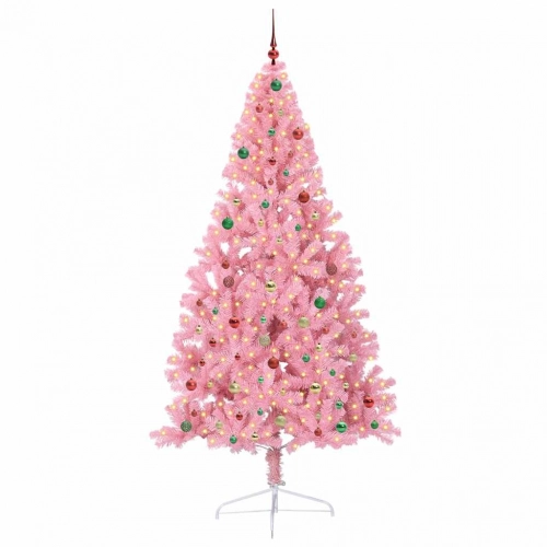Mākslīgais Led Ziemassvētku Eglīte Su 300 Led Rozā 240 Cm Pvc Vidaxl