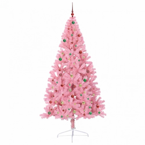 Mākslīgais Led Ziemassvētku Eglīte Su 300 Led Rozā 240 Cm Pvc Vidaxl
