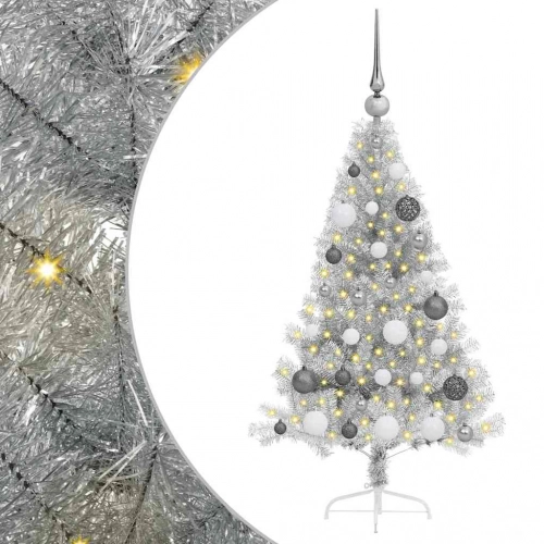 Mākslīgais Led Ziemassvētku Eglīte Sudraba 120 Cm Pet Vidaxl