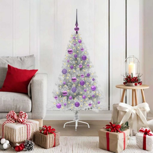 Mākslīgais Led Ziemassvētku Eglīte Sudraba 120 Cm Pet Vidaxl