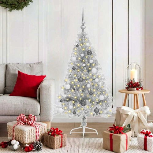 Mākslīgais Led Ziemassvētku Eglīte Sudraba 150 Cm Pet Vidaxl