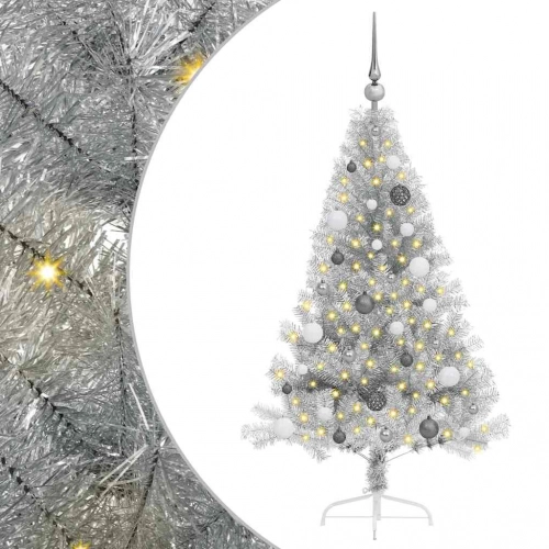 Mākslīgais Led Ziemassvētku Eglīte Sudraba 150 Cm Pet Vidaxl