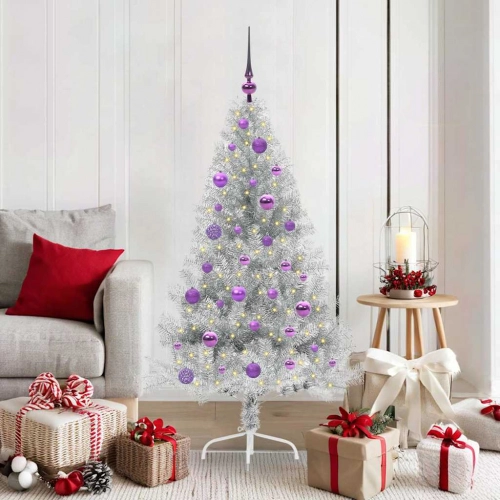 Mākslīgais Led Ziemassvētku Eglīte Sudraba 150 Cm Pet Vidaxl