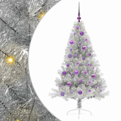 Mākslīgais Led Ziemassvētku Eglīte Sudraba 150 Cm Pet Vidaxl
