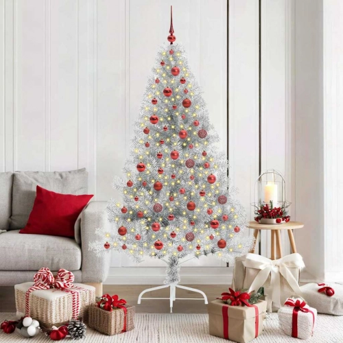 Mākslīgais Led Ziemassvētku Eglīte Sudraba 180 Cm Pet Vidaxl