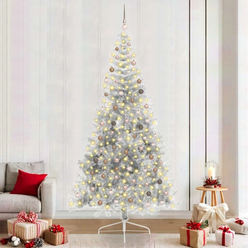 Mākslīgais Led Ziemassvētku Eglīte Sudraba 240 Cm Pet Vidaxl