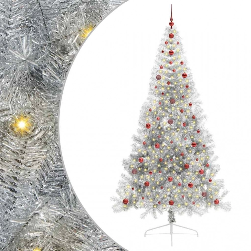 Mākslīgais Led Ziemassvētku Eglīte Sudraba 240 Cm Pet Vidaxl